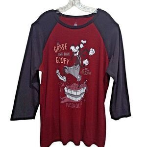 Disney Parks 2018 Goofy Red Food And‎ Vine Men's Large Long Sleeve Shirt Size XL